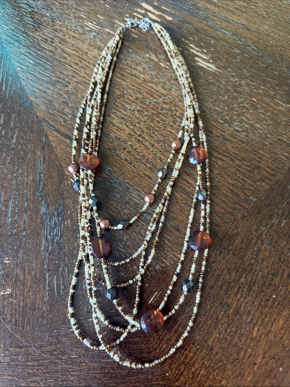 Multistrand Brown Bead Statement Necklace